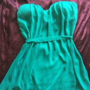 Arden B teal strapless padded blouse - size L